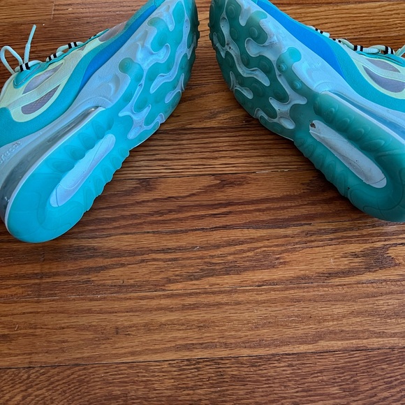 Softly worn Nike Air70 React. Aqua Blue and Lime Green. - Picture 4 of 5